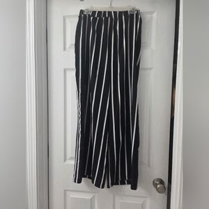 SHEIN Black and White Striped Wide Leg Pants